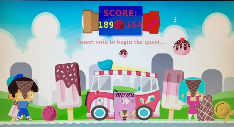 Ice-cream themed arcade game built for a kids ice cream van ride