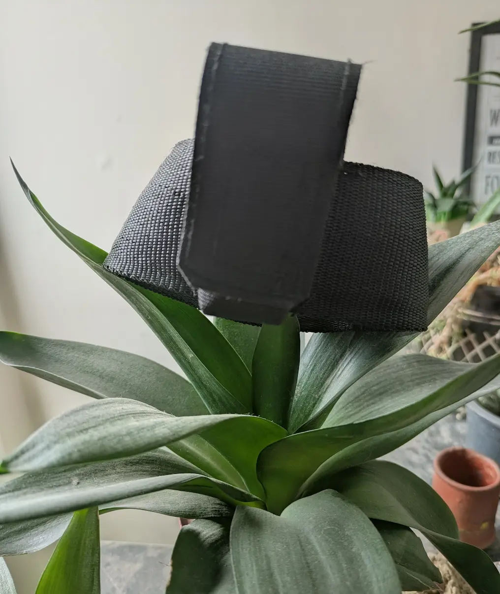 3D-printed enclosure of the horse gait-tracking wearable mounted on its strap